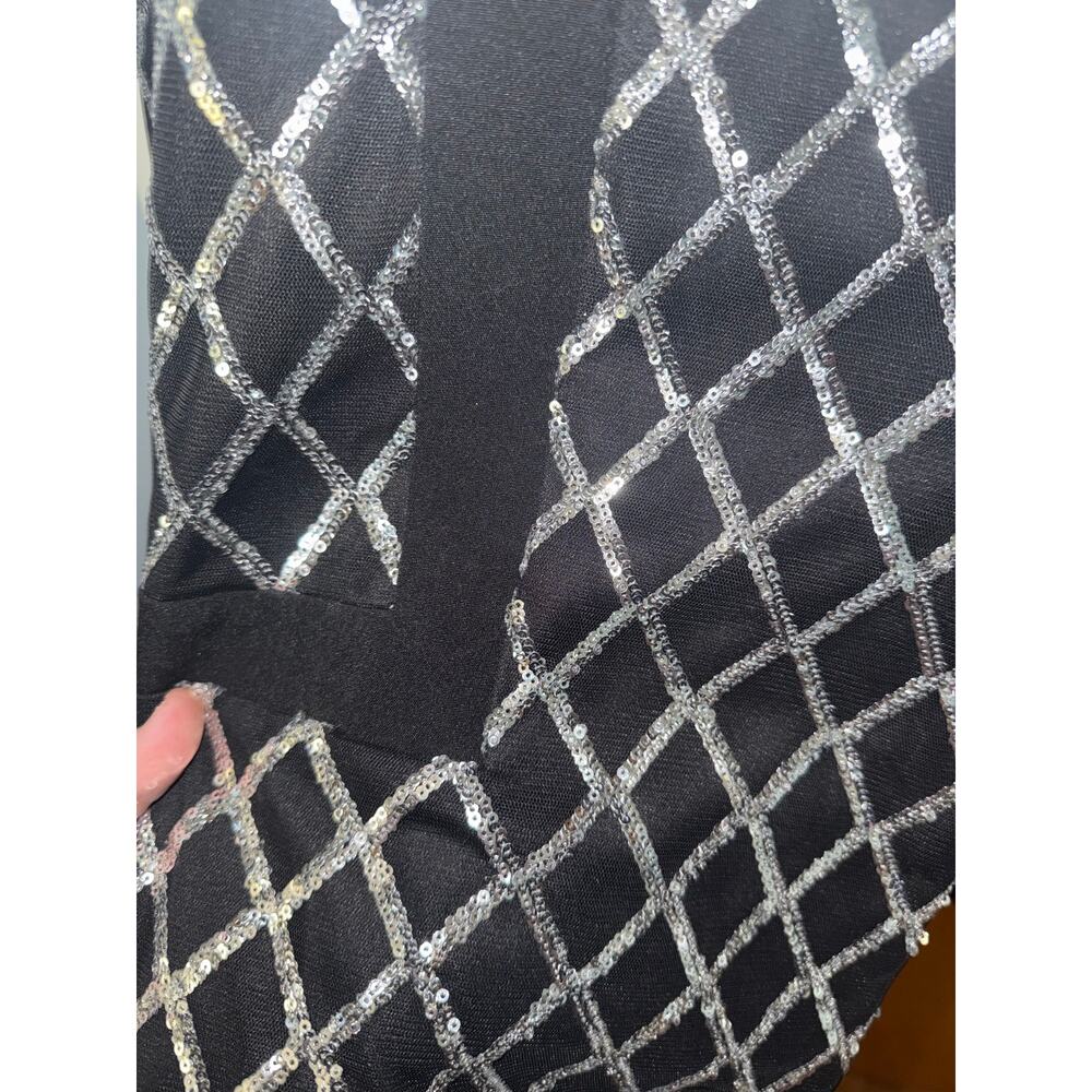 PRETTYLITTLETHING Sequin Diamond Tuxedo Jacket Sz. 0 - Picture 3 of 5